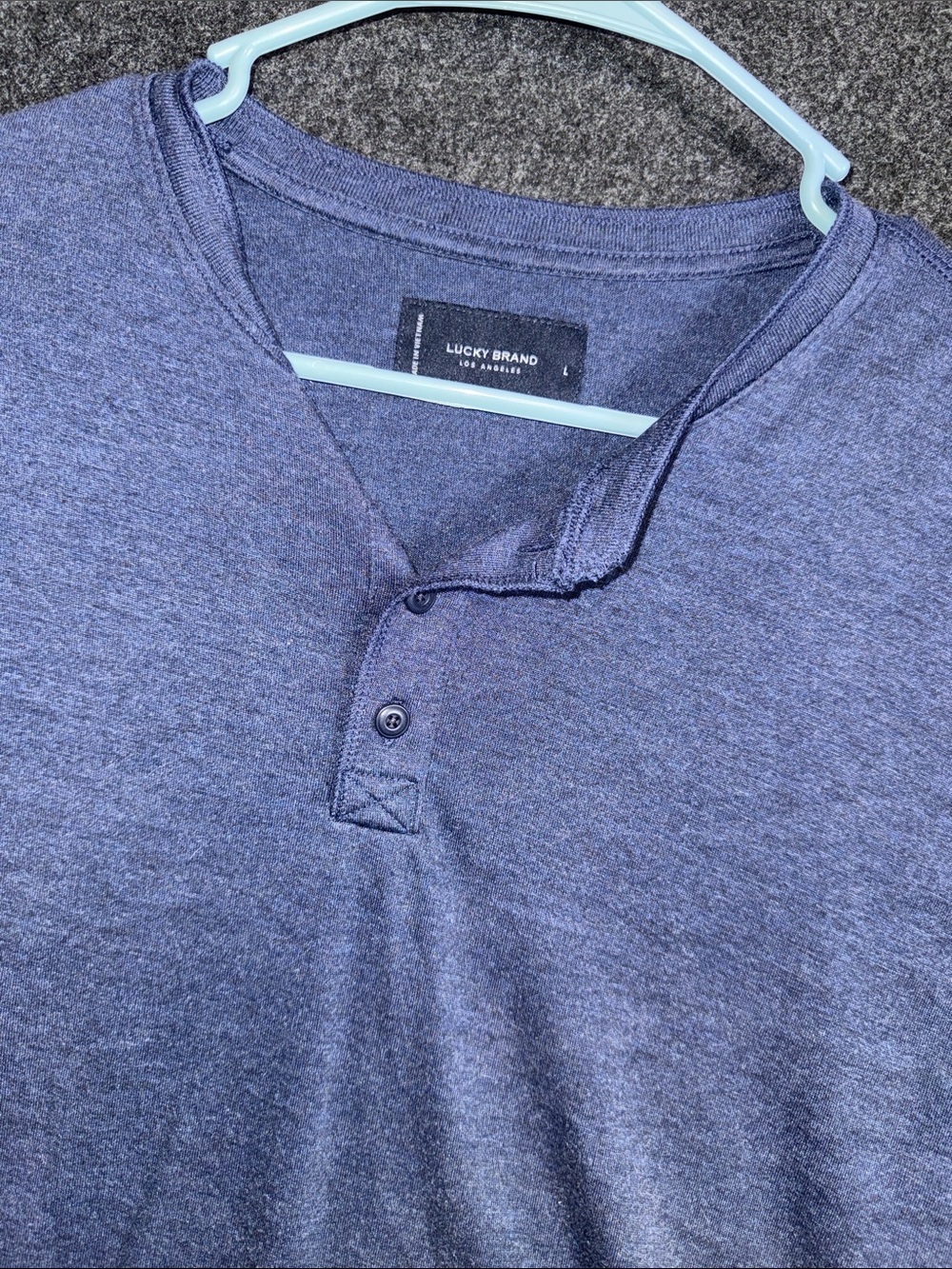 Lucky Brand Men’s Heather Navy Short-Sleeve Henley